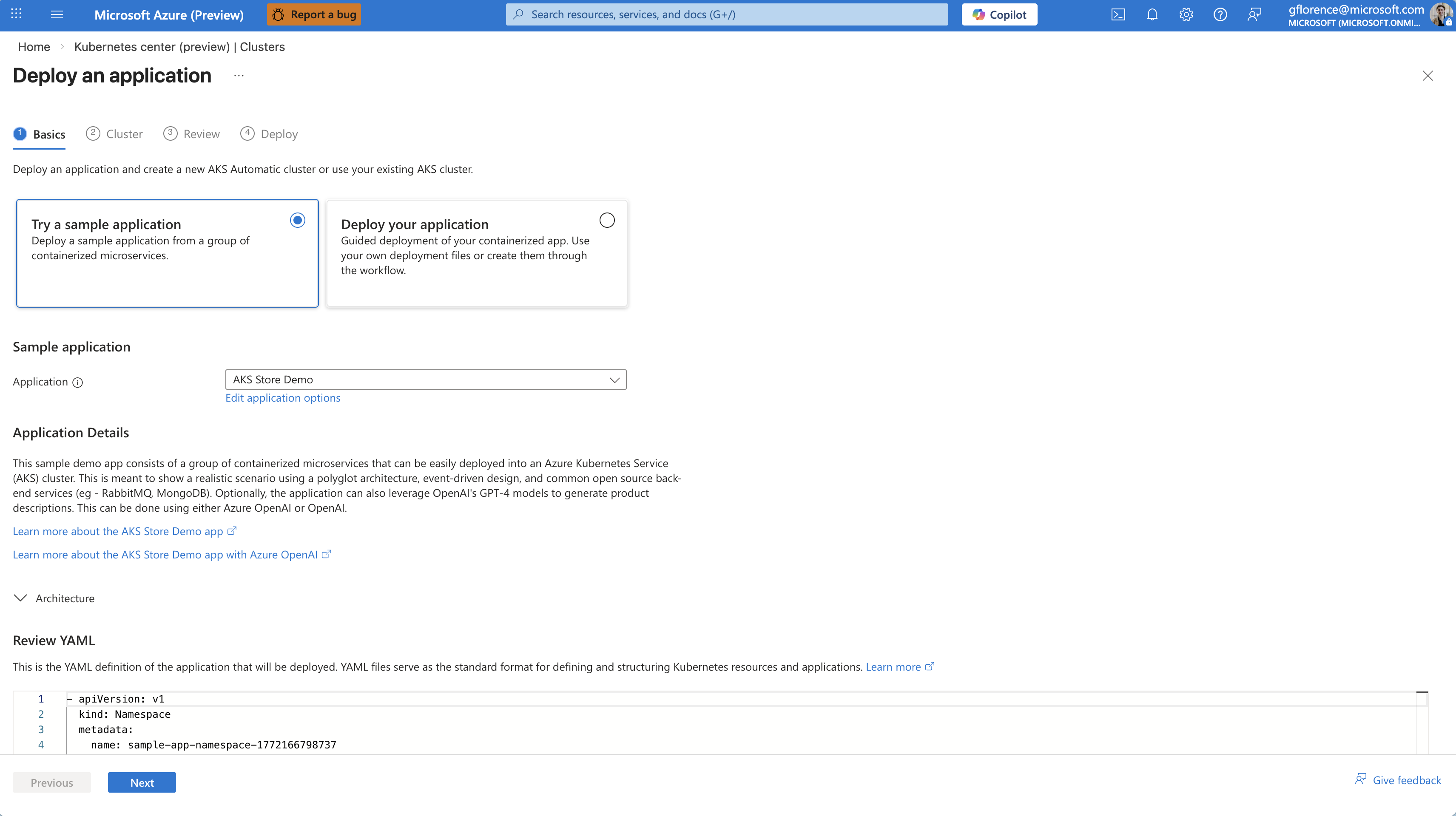 Create page for an AI app